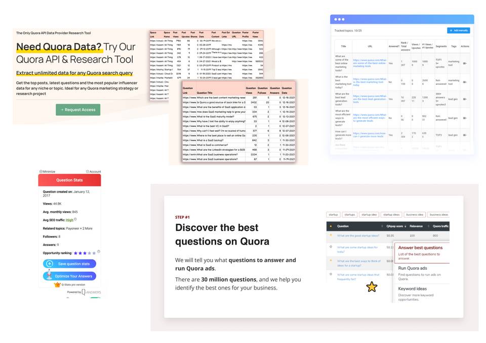 Screenshots of competitors’ sites